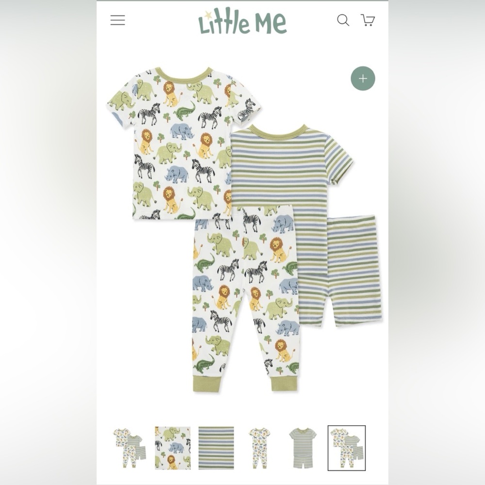 NWT! Little Me Safari 4-Piece Pajama Set 3T